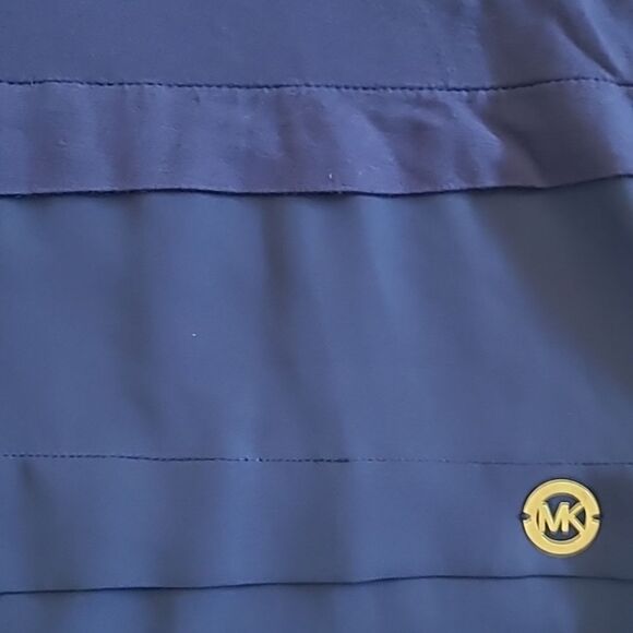 Michael Kors Womens Small Tiered Sleeveless Tank Top Blouse Round Hem Navy Blue - Picture 6 of 15